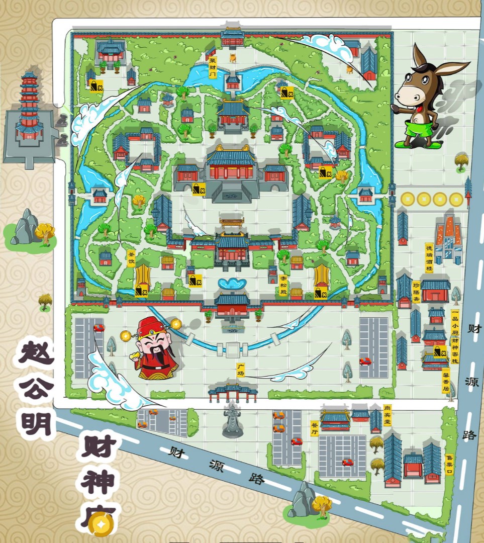 靖州寺庙类手绘地图